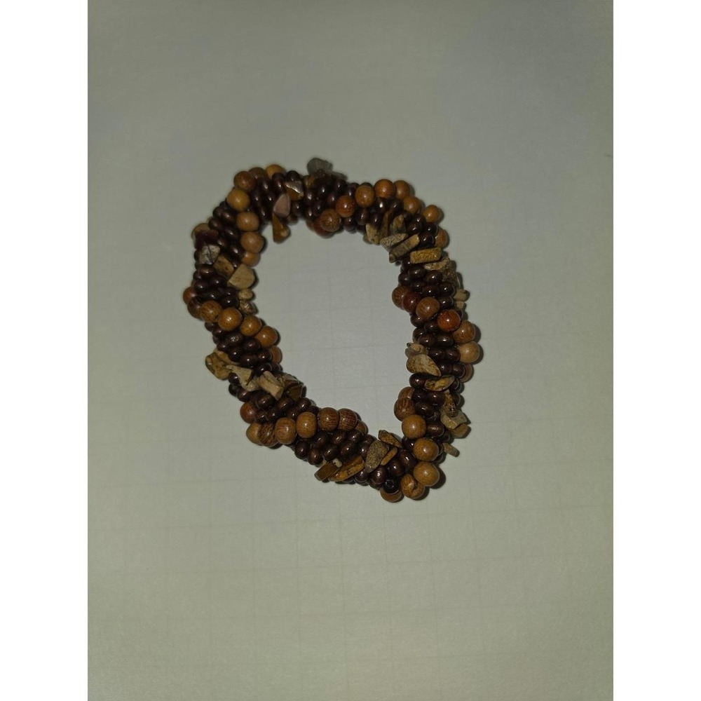 bracelet textured combination of brown‎ seed beads natural tiger eye chips